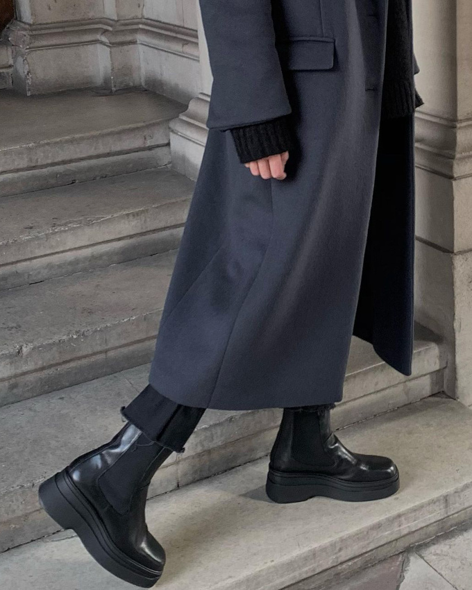 N�o chelsea boots + slim 7/8 + pardessus chic + gros pull = le bon mix
