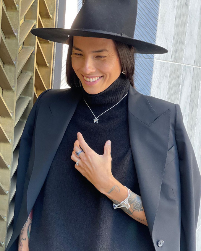 Blazer + pull col roulé déroulé = le bon mix