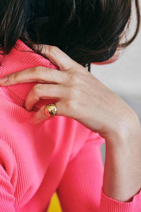 Pull-over rose fluo + bague 