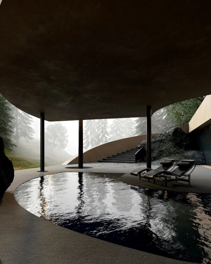 Atmosphre mystrieuse + brume + piscine = le bon mix