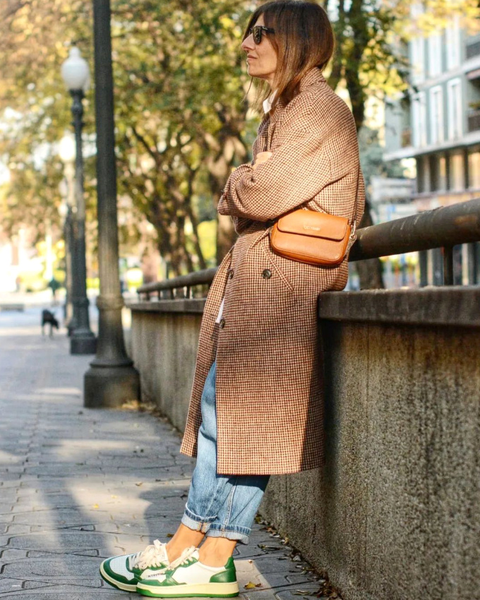 Touche de vert + petits carreaux caramel = le bon mix