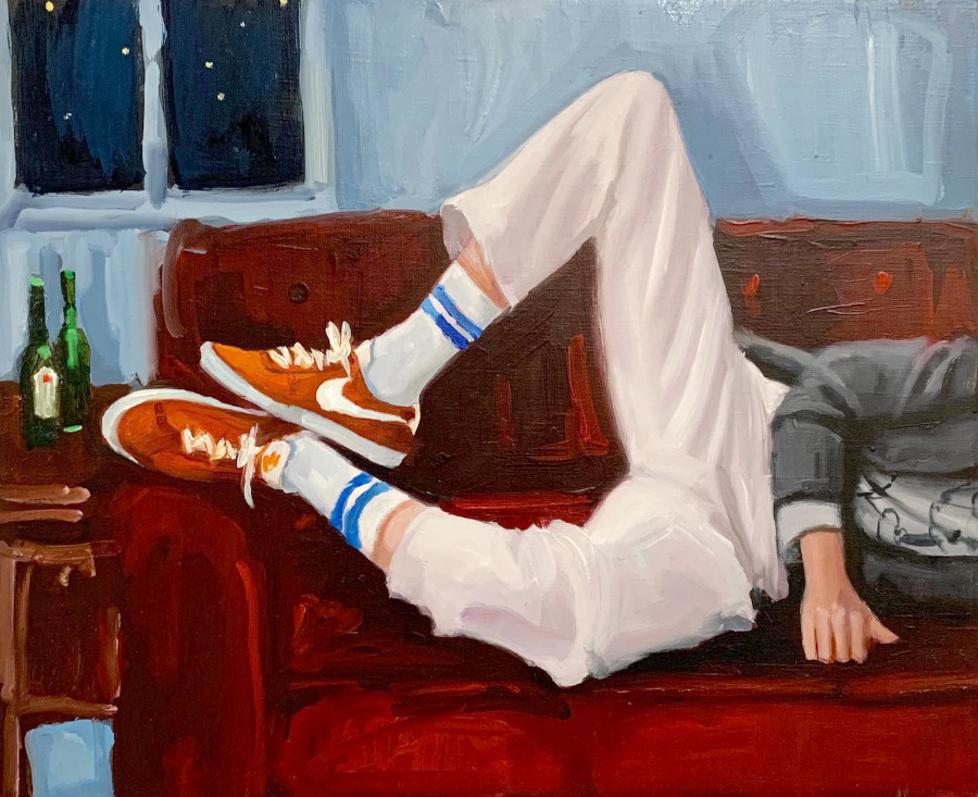 Peinture � l'huile + baskets iconiques = le bon mix