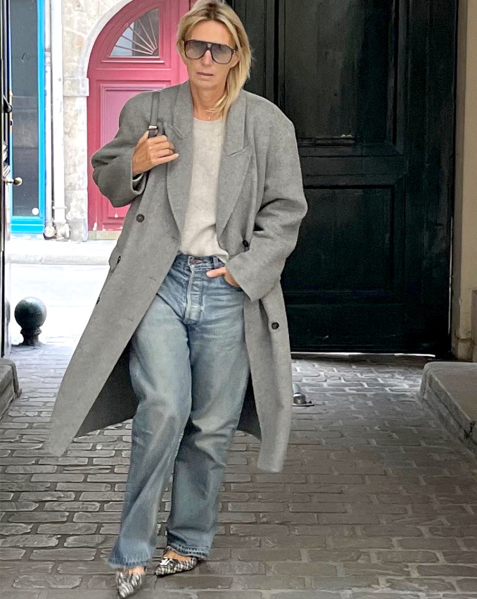 Escarpins pointus + jean large = le bon mix