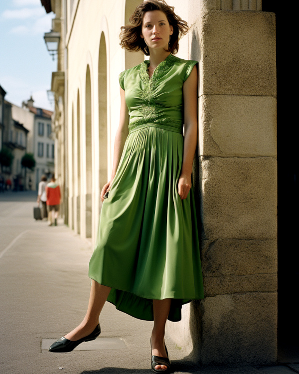 Tenue de mariage avec robe verte