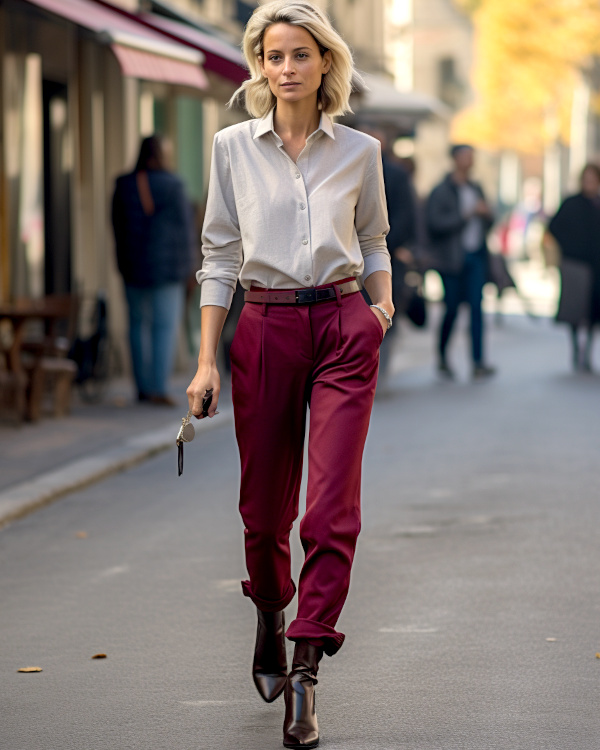 Tenue avec pantalon bordeaux