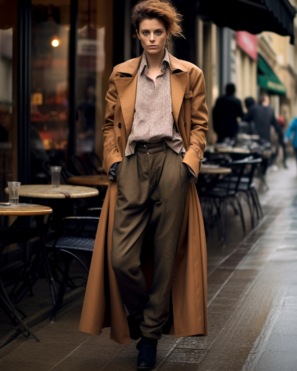 Look pantalon large + manteau