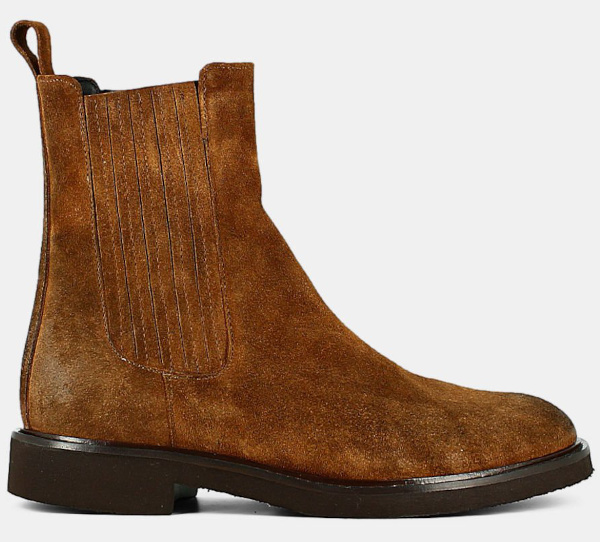 Bottines plates en cuir daim