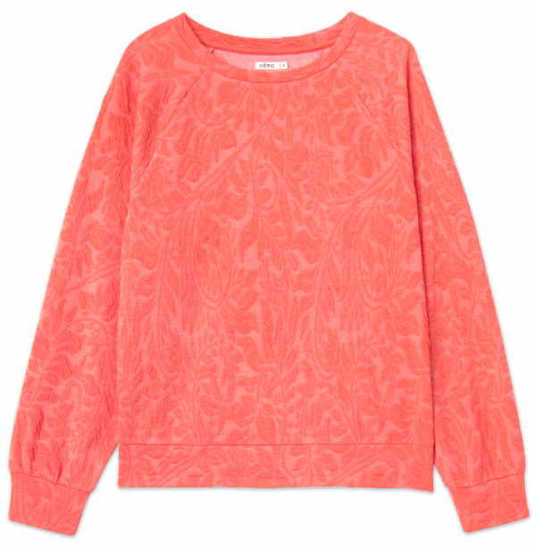 Sweat rose femme en maille texture