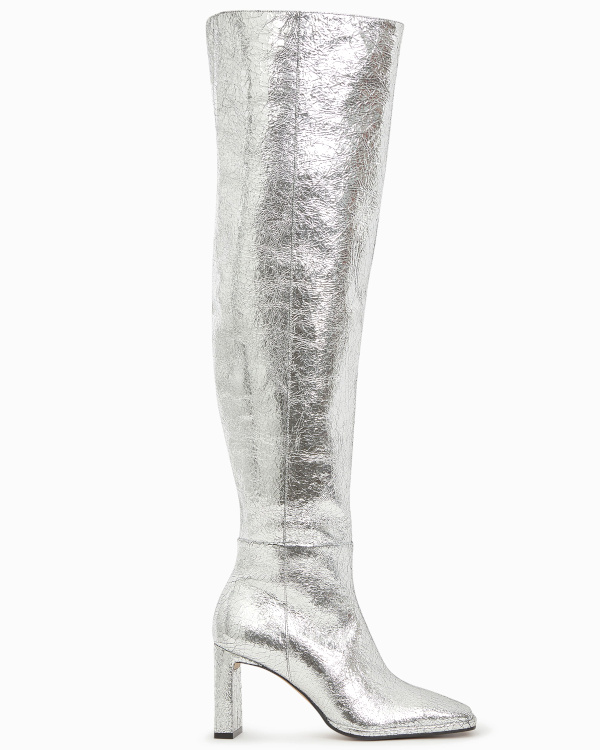 Bottes en cuir argent