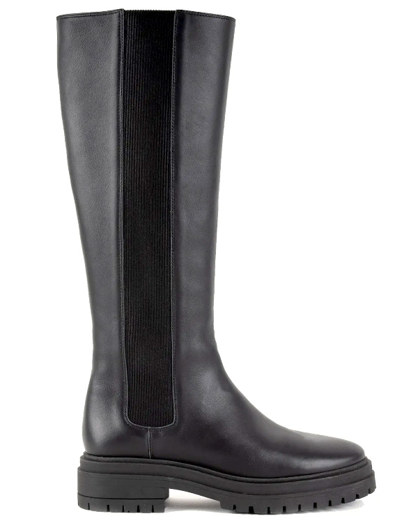 Bottes noires en cuir lisse