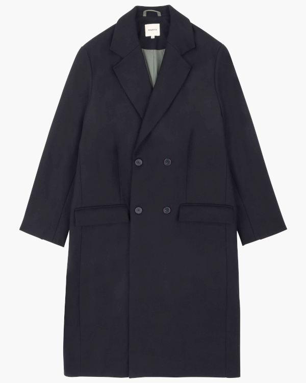 Manteau long crois unisexe bleu marine