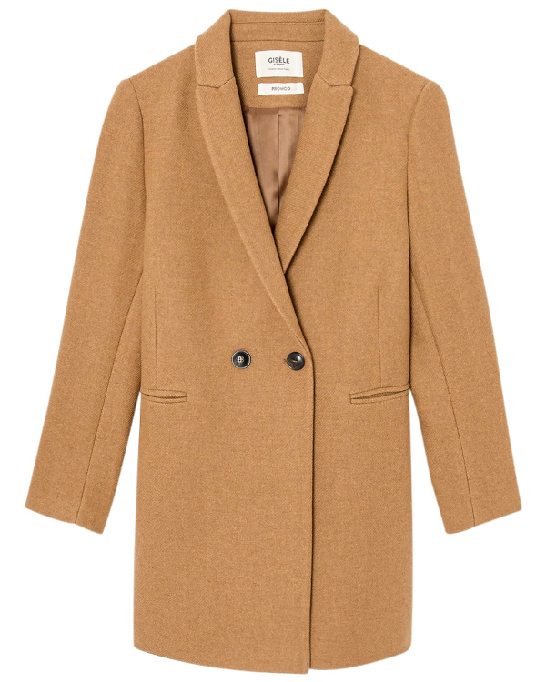 Manteau en laine court camel