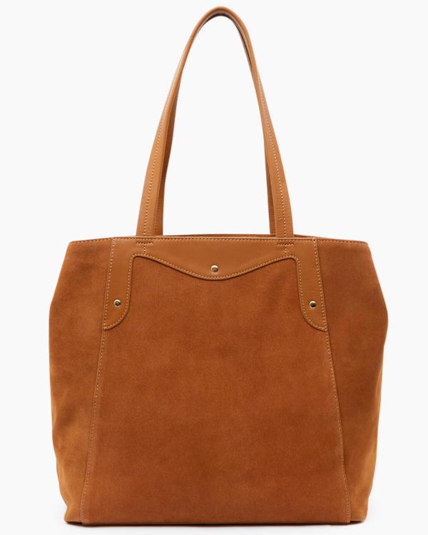 Sac cabas cuir et daim et sa pochette