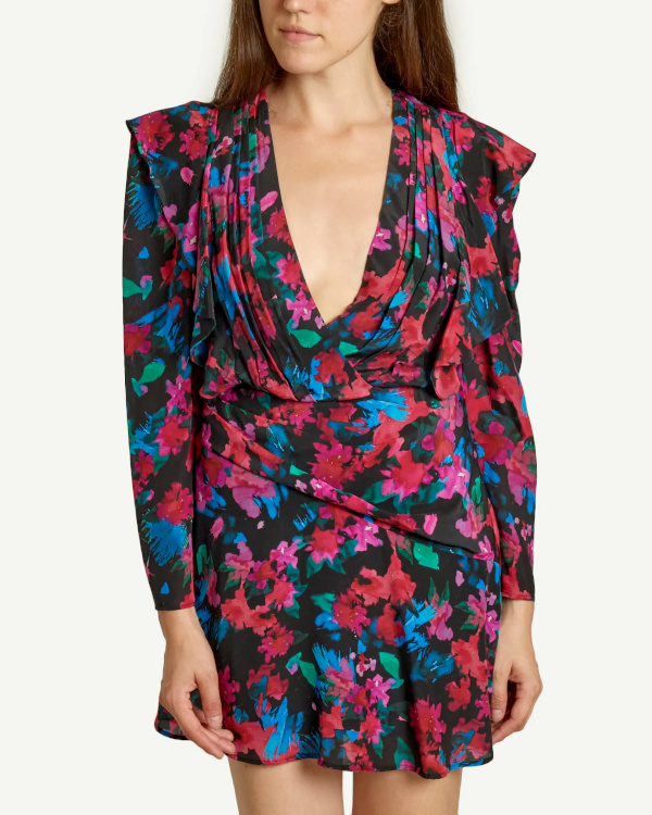 Robe courte imprim floral