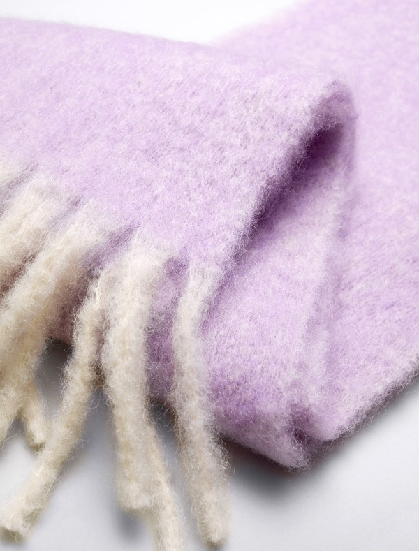 Grande charpe mauve en mohair mlang