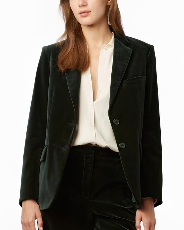 Veste de tailleur en velours vert fonc