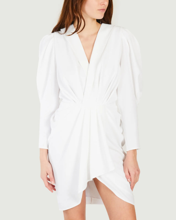 Robe blanche courte en tissu crpe