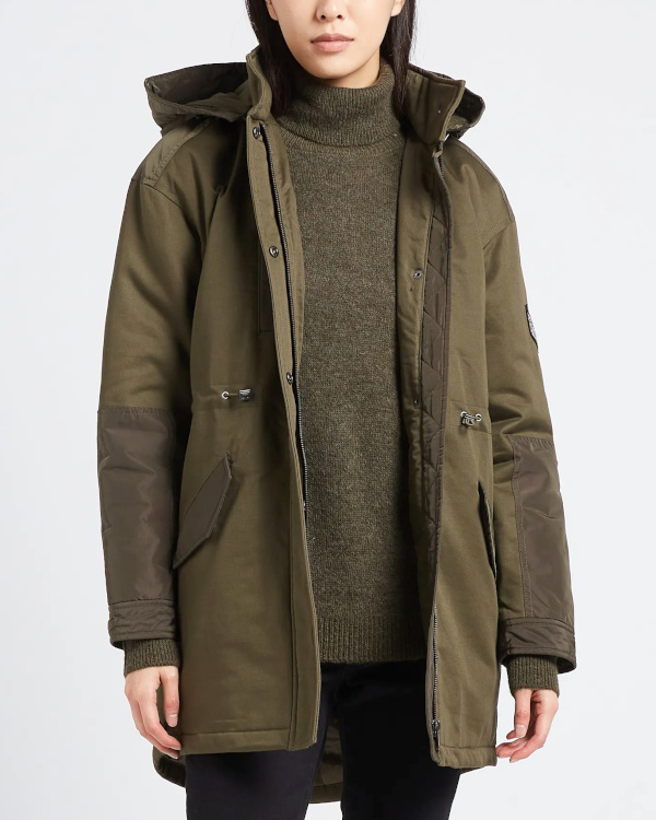 Parka col montant en coton kaki