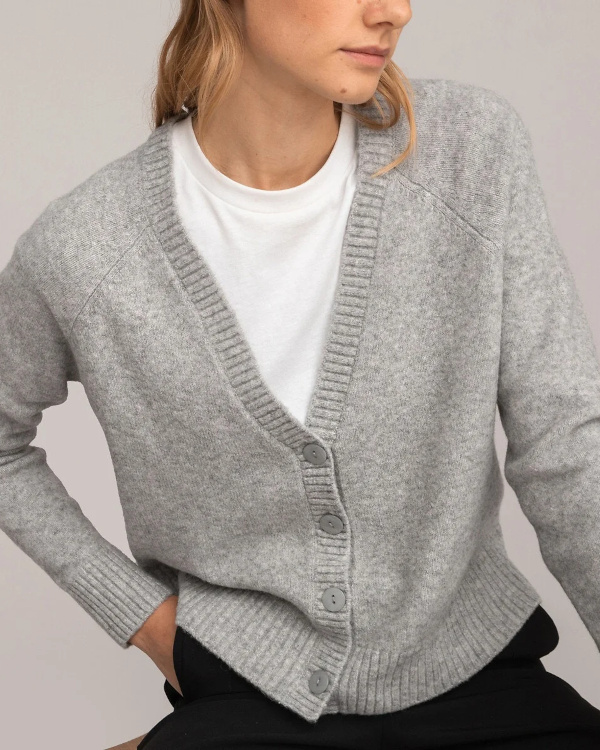 Gilet court boutonn gris