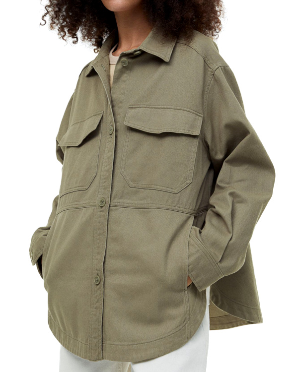 Veste-chemise kaki en twill