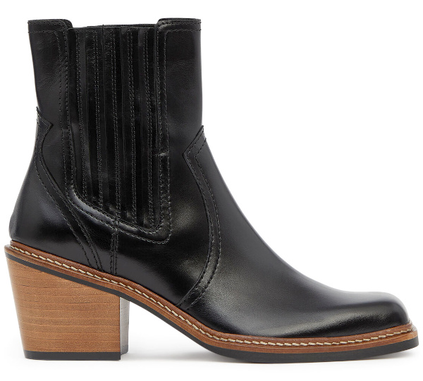 Boots noires  talon marron en bois