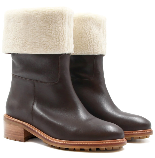 Bottes fourres cuir marron