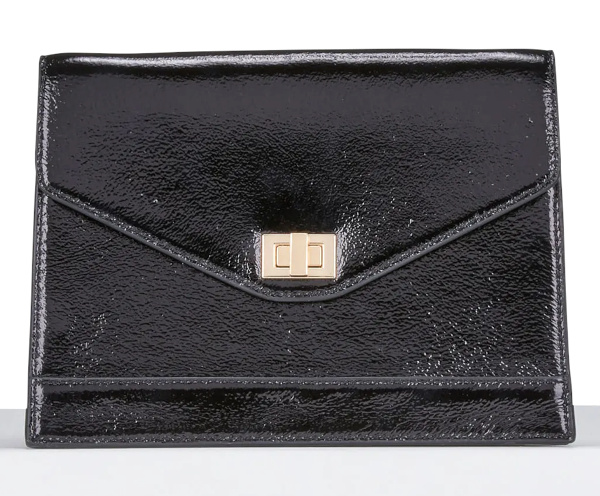 Pochette en cuir verni noir