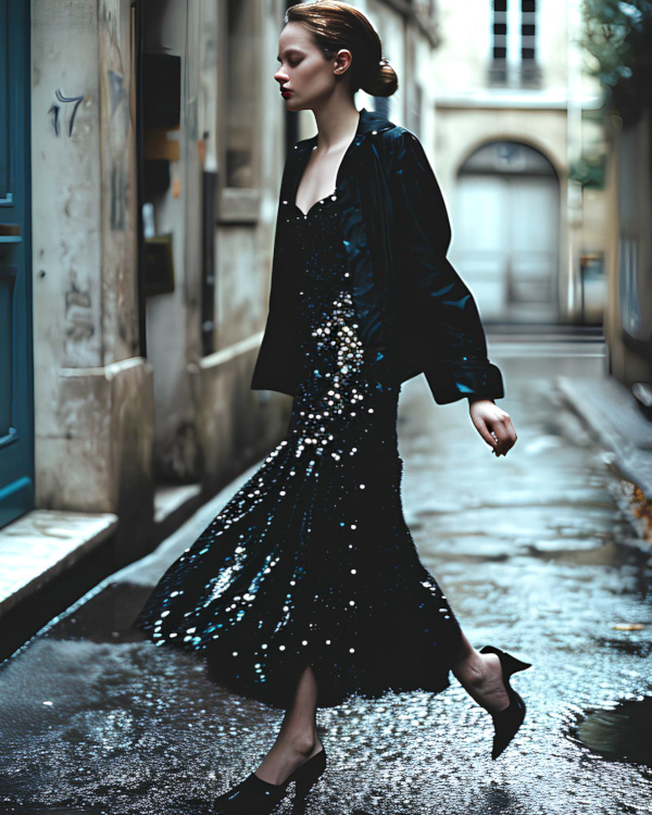 Look de soire  base de robe  sequins