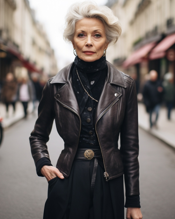 Look femme 65 ans blazer noir