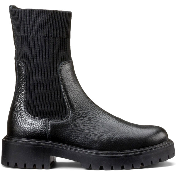 Boots montantes en cuir talon plat