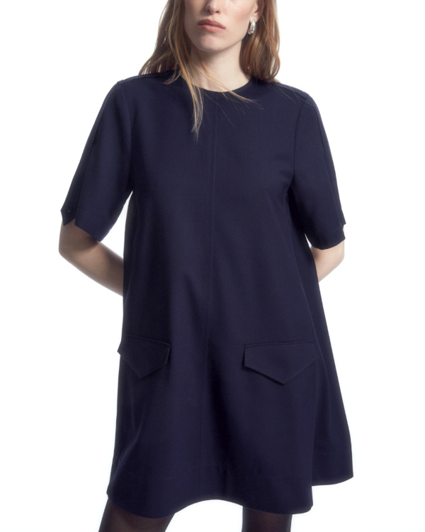 Robe courte oversize en laine mlange