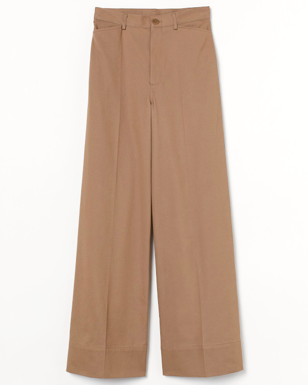 Pantalon ample en twill marron clair