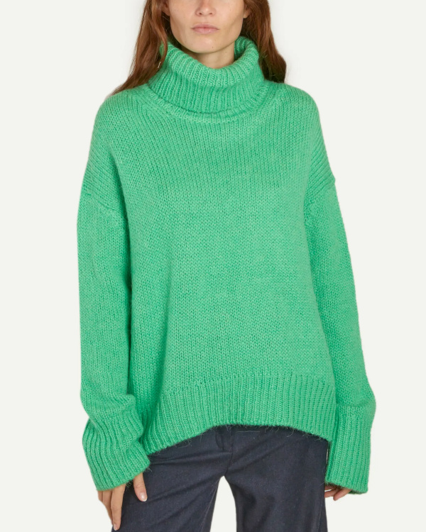 Pull vert en maille paisse