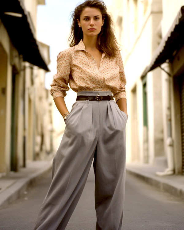 Pantalon, blouse et sandales