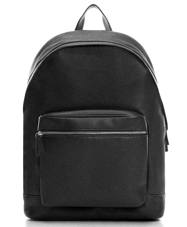 Sac  dos similicuir noir effet grain Mango