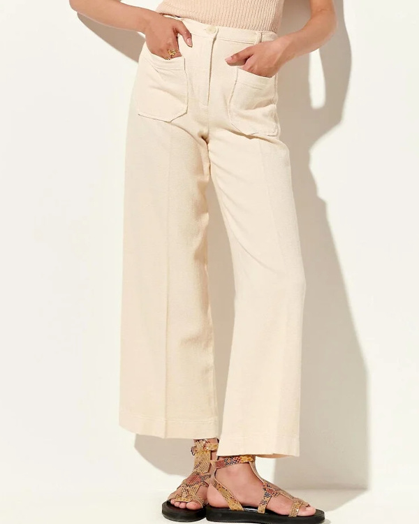 Pantalon large 7/8me blanc Sessun