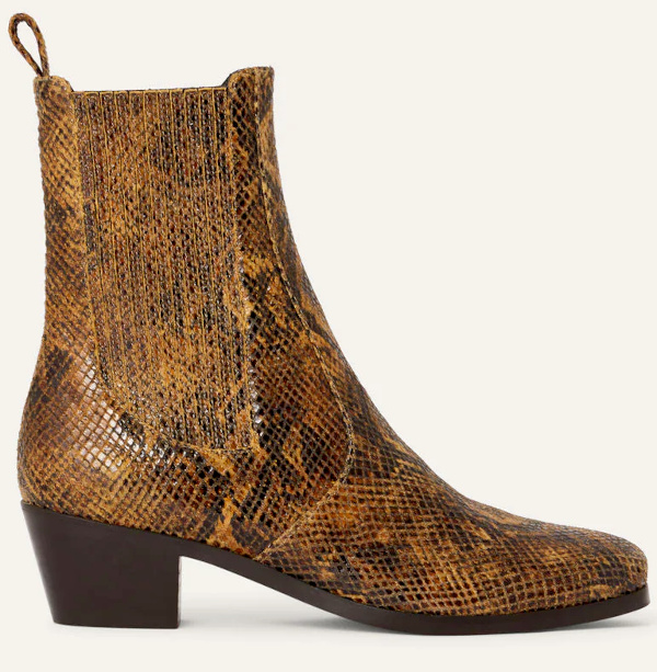 Bottines en cuir faon python