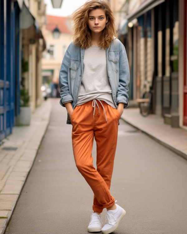 Tenu ado pantalon orange