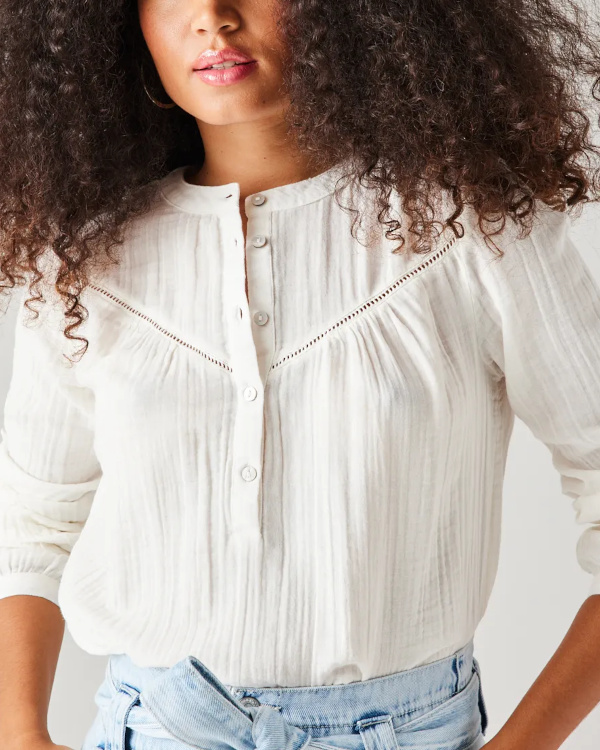 Blouse en gaze de coton Femme - Ecru