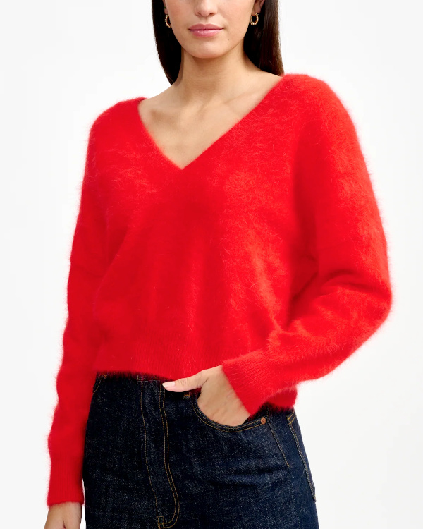 Pull rouge en angora