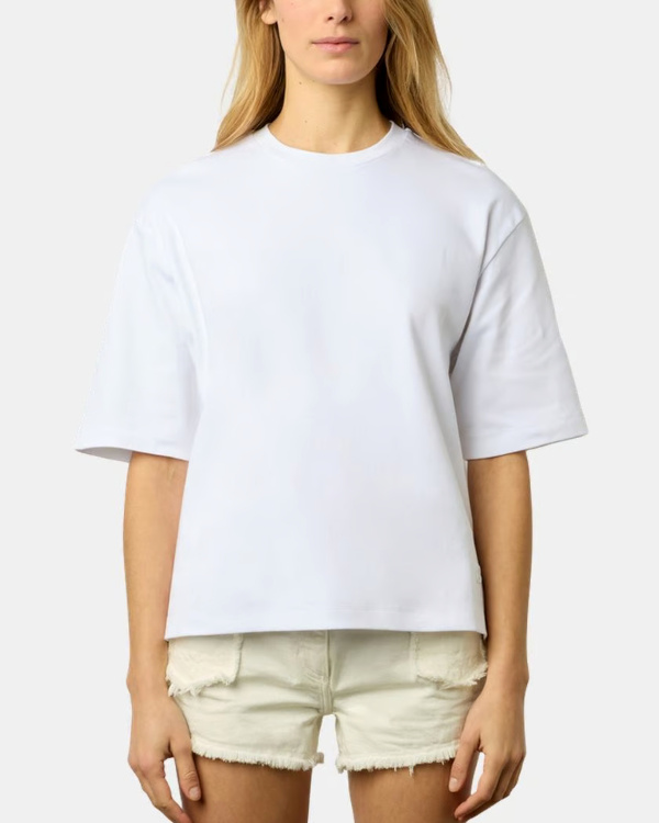 T-shirt col rond en coton blanc