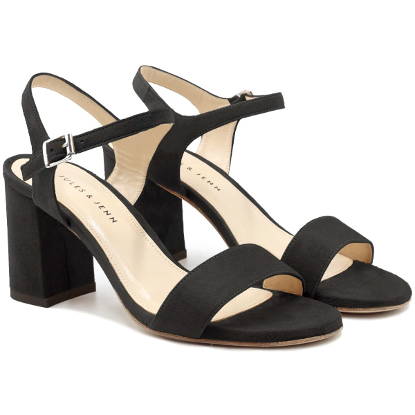 Sandales  talon cuir daim noir