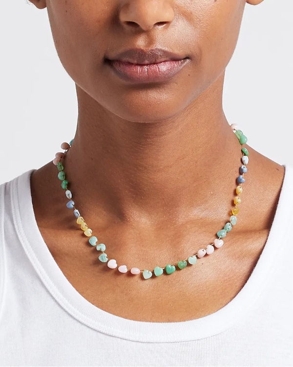 Collier coeurs en pierres naturelles | Multicolore