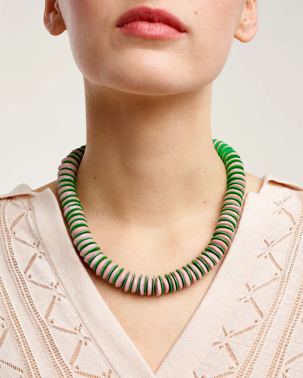 Collier vert et rose