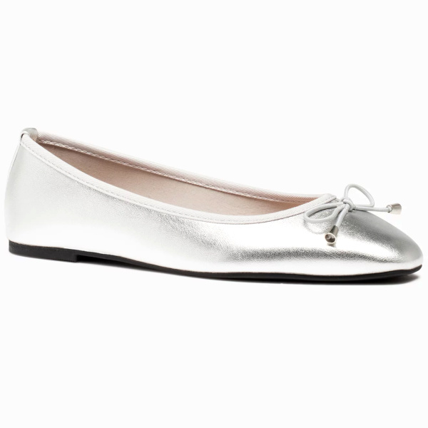 Ballerines femme mtallises avec nud dcoratif argent