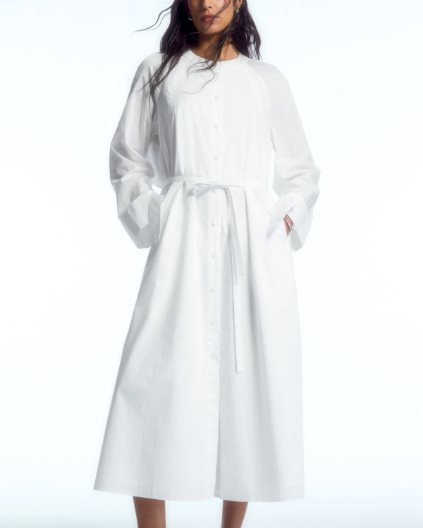 LONGUE ROBE-CHEMISE SANS COL