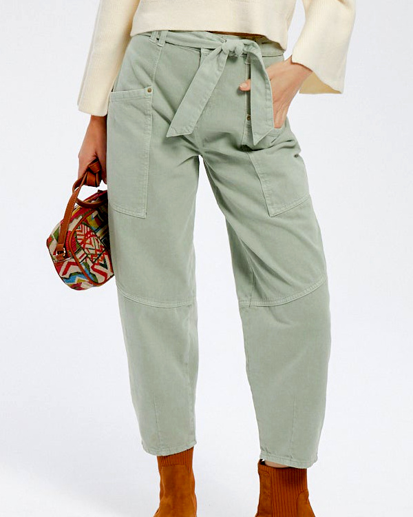 Pantalon femme vert pastel