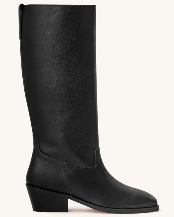 Bottes 100% cuir lisse noir