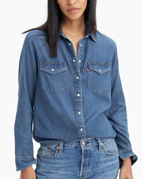 Chemise western droite denim stretch Lev's