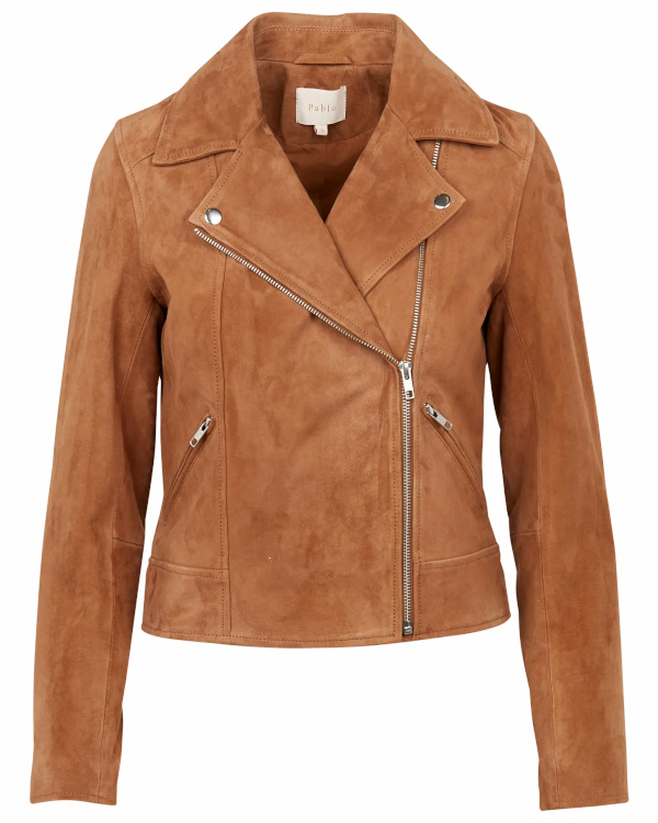 Blouson col tailleur en cuir | Marron